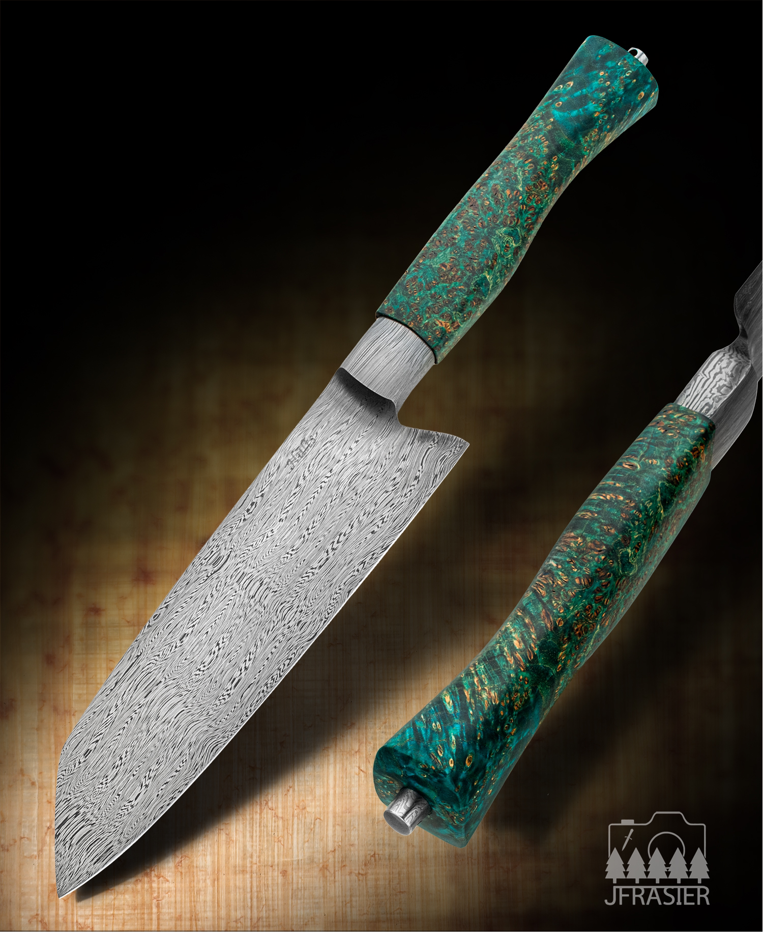 Damascus K tip chef knife